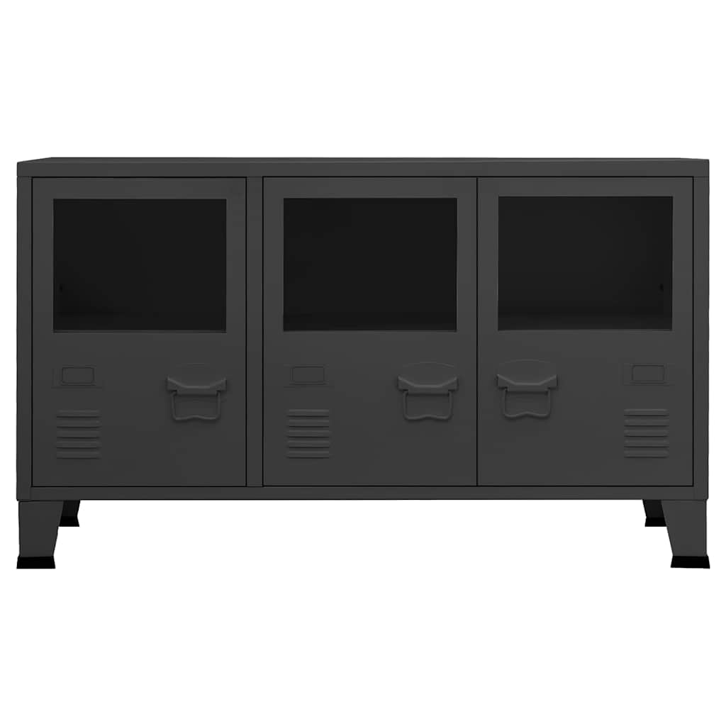 vidaXL Μπουφές Βιομηχανικό Στιλ Ανθρακί 105x35x62 εκ. Μέταλλο / Γυαλί