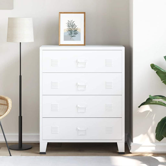 vidaXL Συρταριέρα Βιομηχανική Λευκή 78 x 40 x 93 εκ. Μεταλλική