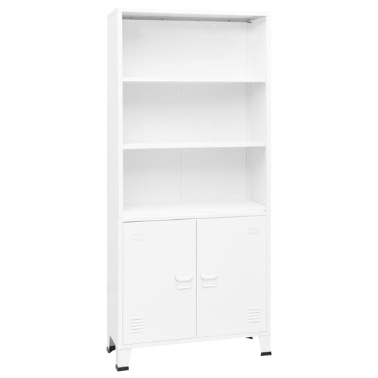 vidaXL Βιομηχανική Βιβλιοθήκη Λευκή 80 x 32 x 180 εκ. Ατσάλινη
