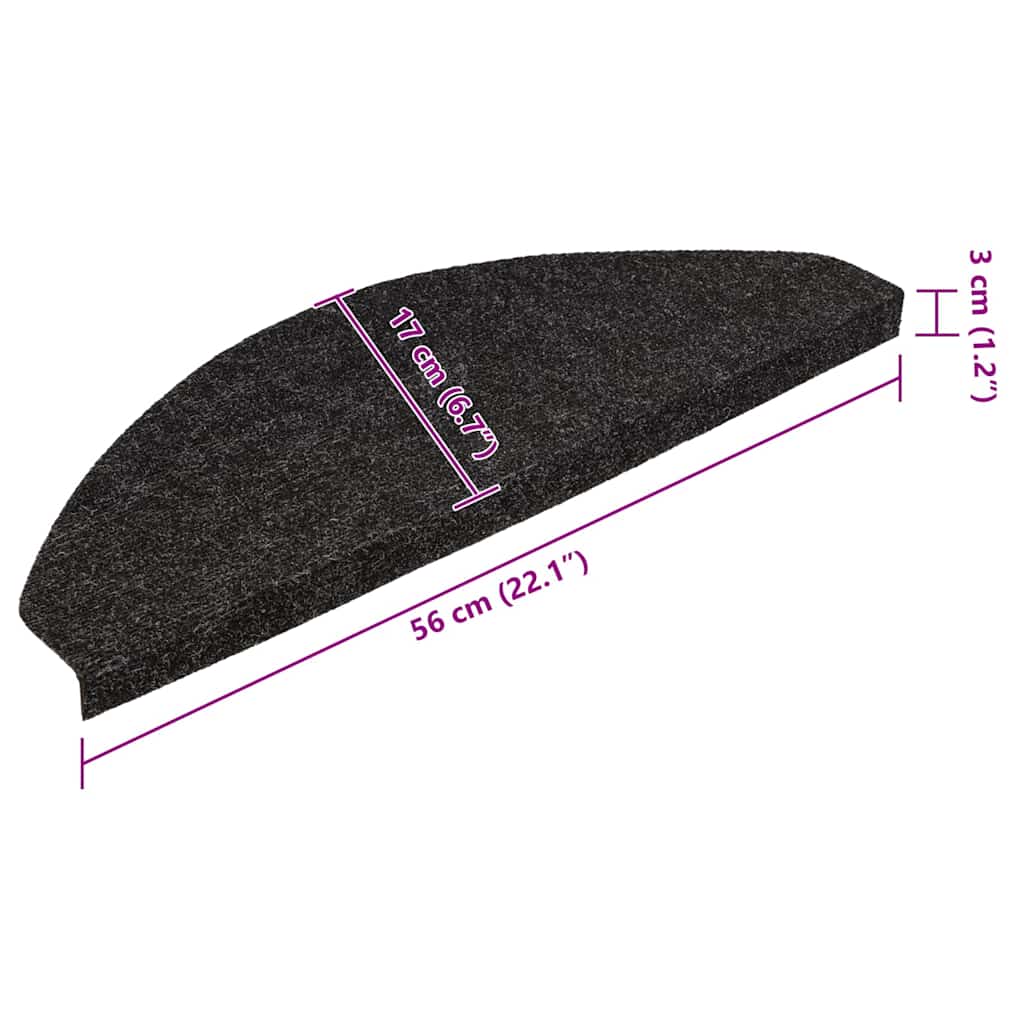 vidaXL Πατάκια Σκάλας Αυτοκόλλητα 15 τεμ. Μαύρα 56x17x3 εκ.