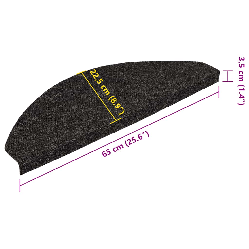 vidaXL Πατάκια Σκάλας Αυτοκόλλητα 15 τεμ. Ανθρακί 65x22,5x3,5 εκ.