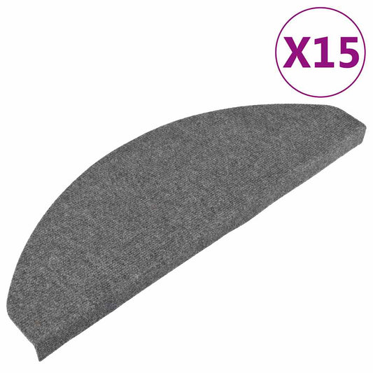 vidaXL Πατάκια Σκάλας Αυτοκόλλητα 15 τεμ. Γκρι 65x22,5x3,5 εκ.