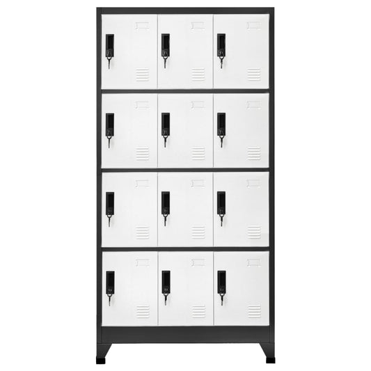 vidaXL Φοριαμός Ανθρακί και Λευκός 90 x 45 x 180 εκ. Ατσάλινος