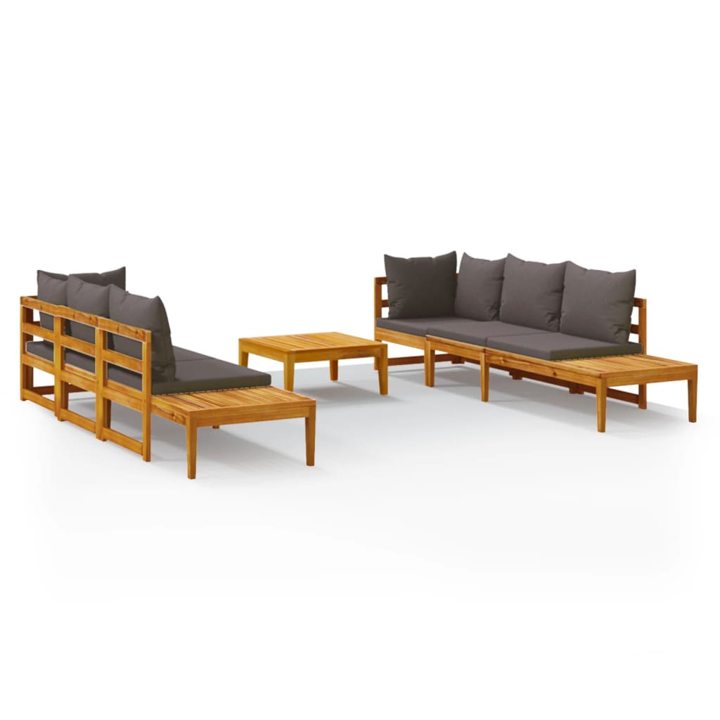 vidaXL Σαλόνι Κήπου Σετ 5 Τεμαχίων Ξύλο Ακακίας & Σκ. Γκρι Μαξιλάρια