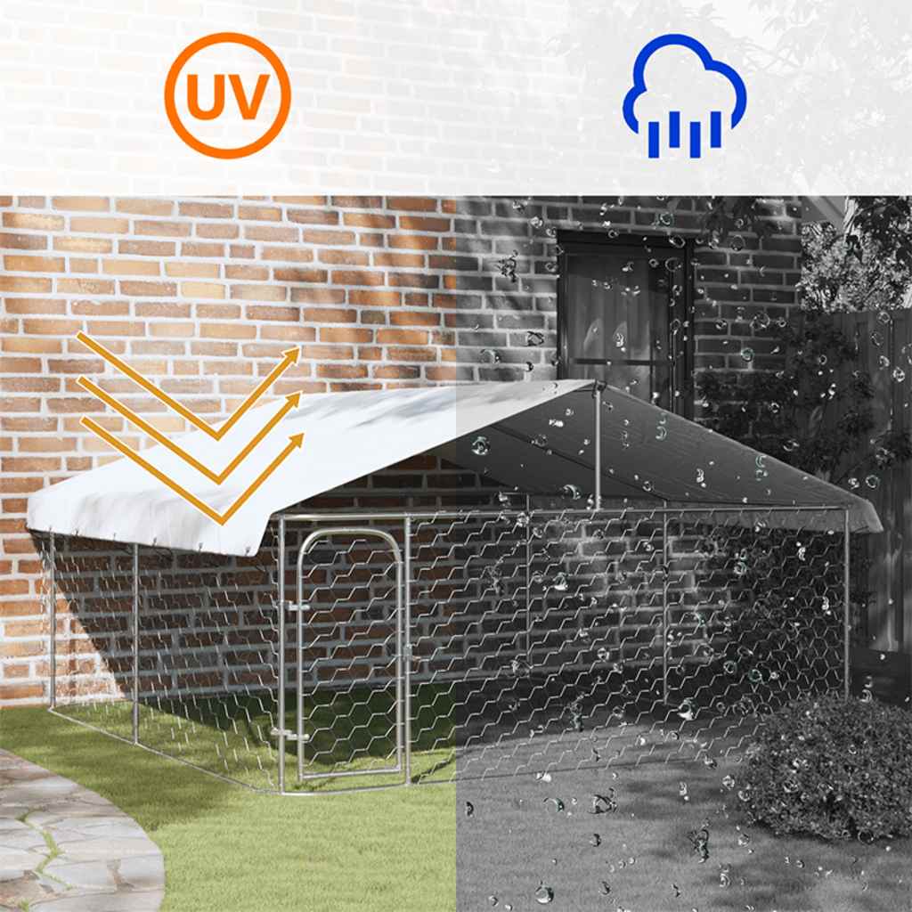 vidaXL Κλουβί Σκύλου Εξωτερικού Χώρου 300 x 300 x 150 εκ. με Στέγαστρο