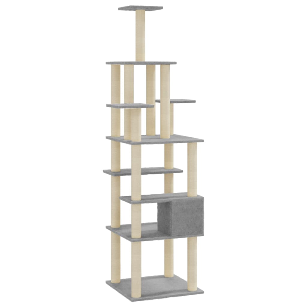 vidaXL Γατόδεντρο Aνοιχτό Γκρι 183 εκ. με Στύλους Ξυσίματος από Σιζάλ