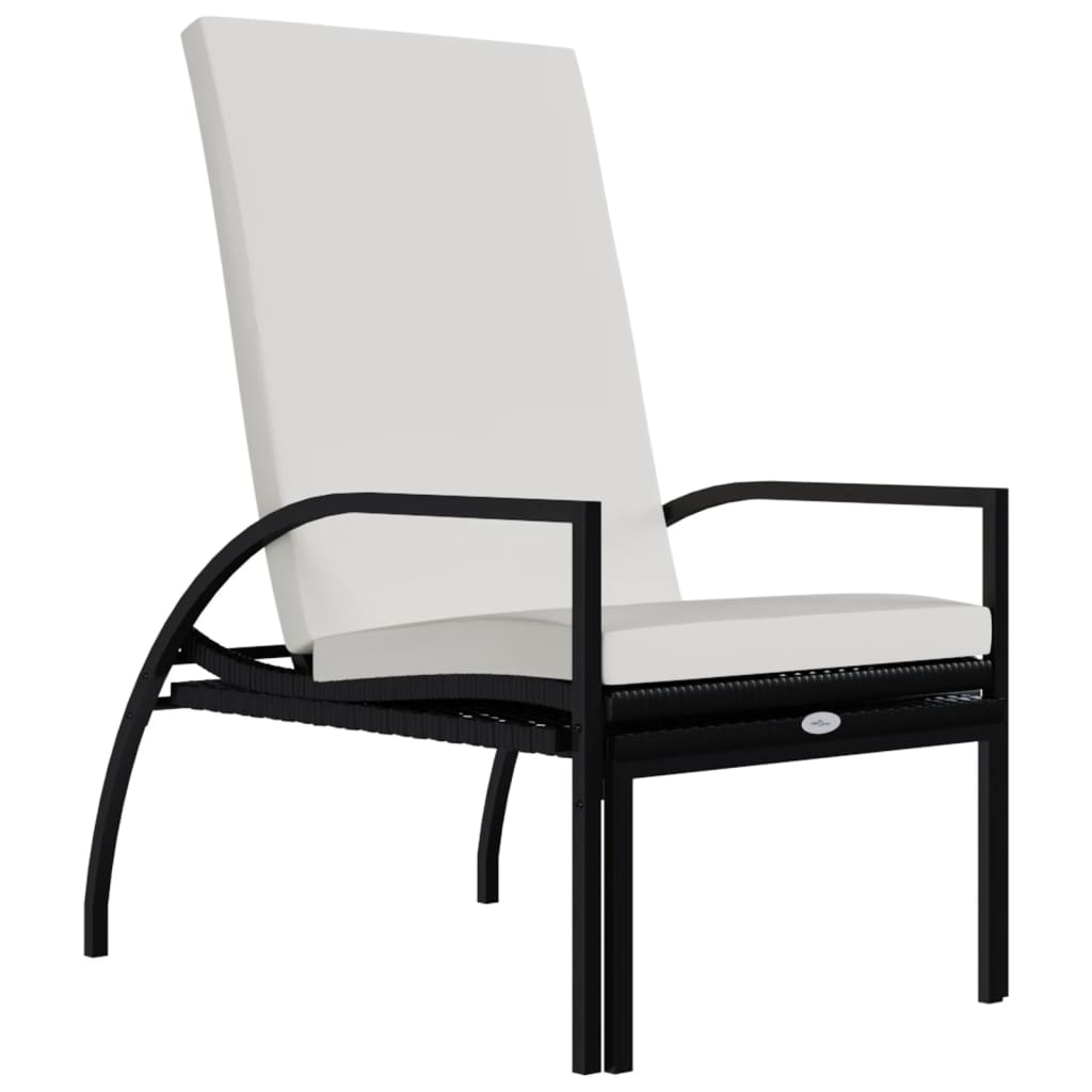 vidaXL Ξαπλώστρες 2 τεμ. Μαύρες από Ρατάν Πολυαιθυλενίου με Υποπόδιο