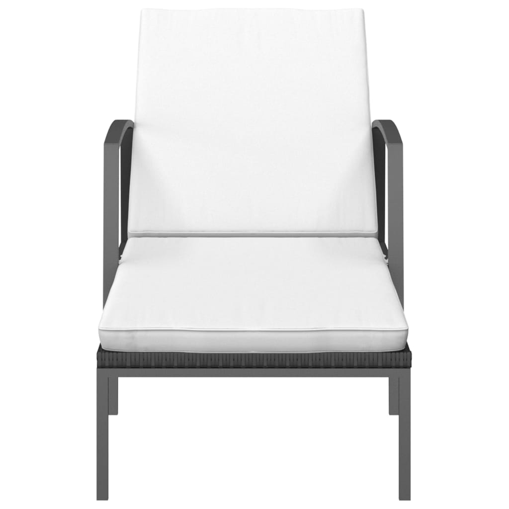 vidaXL Ξαπλώστρα Κήπου Μαύρη από Συνθετικό Ρατάν με Μαξιλάρι