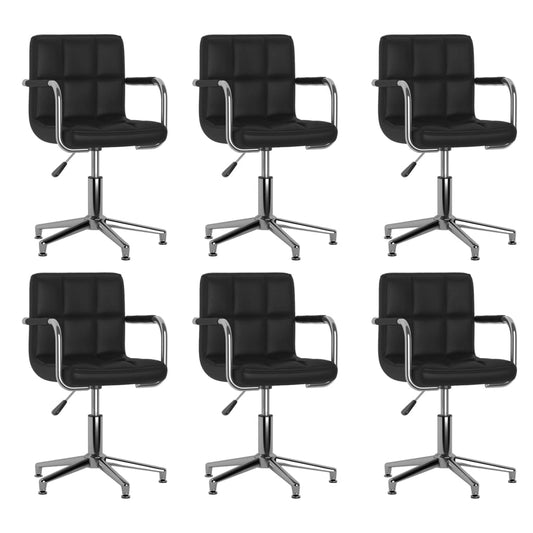 vidaXL Καρέκλες Τραπεζαρίας Περιστρεφόμενες 6 τεμ. Μαύρες Δερματίνη