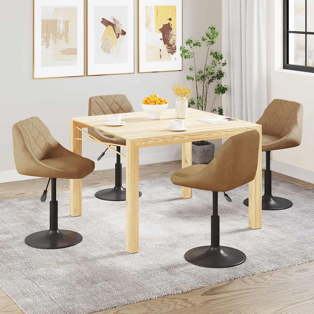 vidaXL Καρέκλες Τραπεζαρίας Περιστρεφόμενες 4 τεμ. Καφέ Βελούδινες