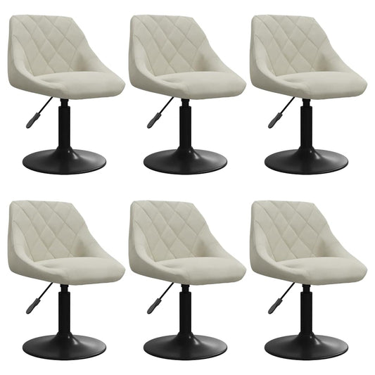 vidaXL Καρέκλες Τραπεζαρίας Περιστρεφόμενες 6 τεμ. Κρεμ Βελούδινες