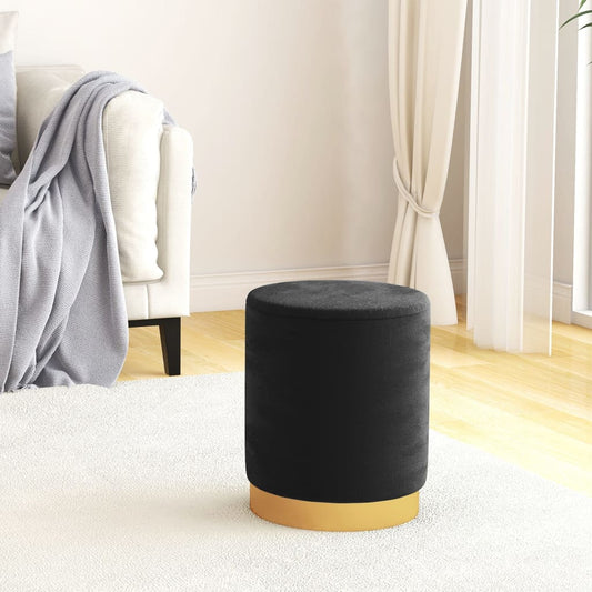 vidaXL Στρογγυλό Σκαμπό Αποθήκευσης Hocker Μαύρο Βελούδινο 31 x 37 cm