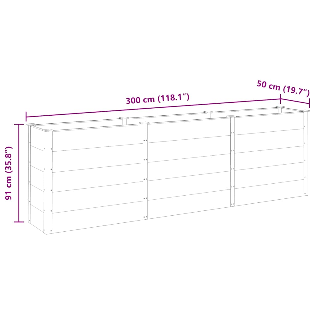 vidaXL Ζαρντινιέρα Κήπου Υπερυψωμένη Γκρι 300 x 50 x 91 εκ. από WPC