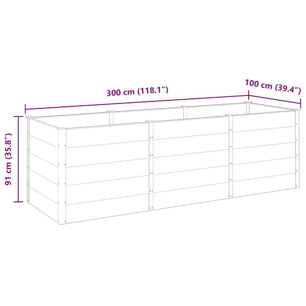 vidaXL Ζαρντινιέρα Υπερυψωμένη Γκρι 300 x 100 x 91 εκ. από WPC