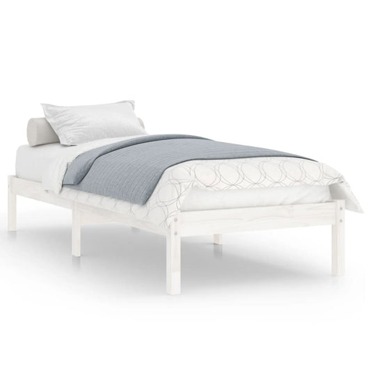 vidaXL Πλαίσιο Κρεβατιού Λευκό 75x190 εκ. Μασίφ Ξύλο Small Single