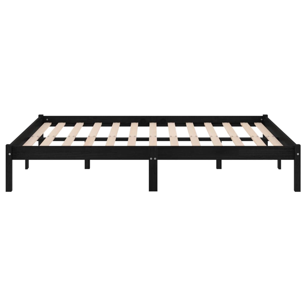 vidaXL Πλαίσιο Κρεβατιού Μαύρο 200 x 200 εκ. από Μασίφ Ξύλο Πεύκου