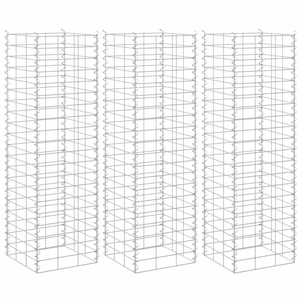 vidaXL Συρματοκιβώτια-Γλάστρες Υπερυψ. 3 τεμ. 30x30x100εκ. Σιδερένιες