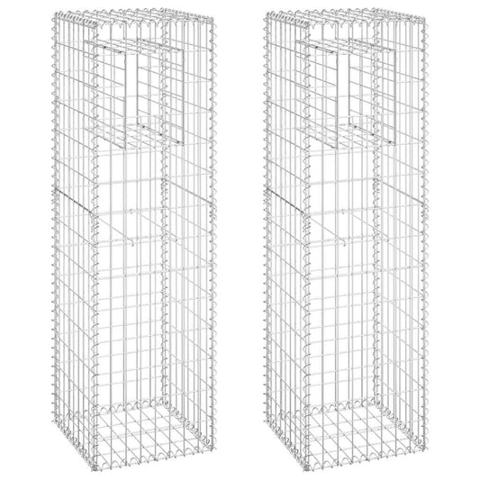 vidaXL Συρματοκιβώτια Στύλοι 2 τεμ. 40 x 40 x 140 εκ. Σιδερένιοι