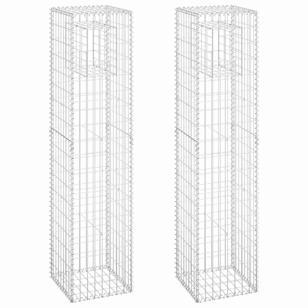 vidaXL Συρματοκιβώτια Στύλοι 2 τεμ. 40 x 40 x 180 εκ. Σιδερένιοι