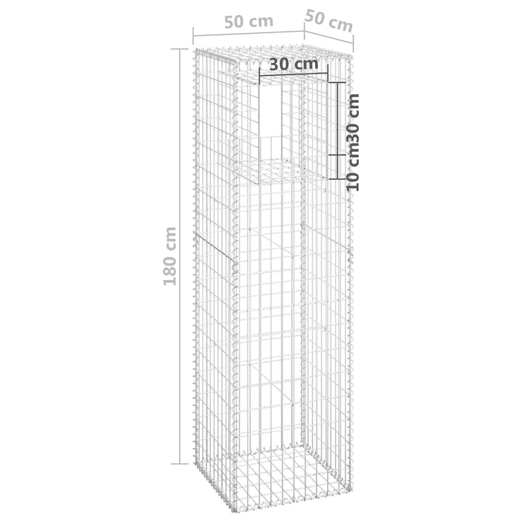 vidaXL  Συρματοκιβώτιο Στύλος 50 x 50 x 180 εκ. Σιδερένιο