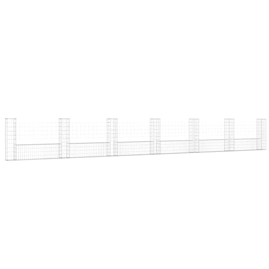 vidaXL Συρματοκιβώτιο σε U Σχήμα με 7 Στύλους 740x20x100 εκ Σιδερένιο