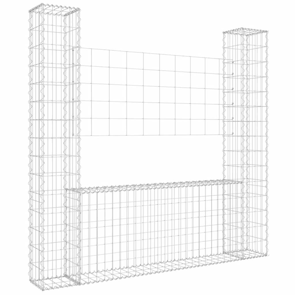 vidaXL Συρματοκιβώτιο σε U Σχήμα με 2 Στύλους 140x20x150 εκ. Σιδερένιο