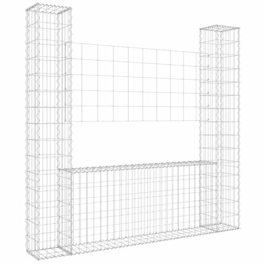 vidaXL Συρματοκιβώτιο σε U Σχήμα με 2 Στύλους 140x20x150 εκ. Σιδερένιο