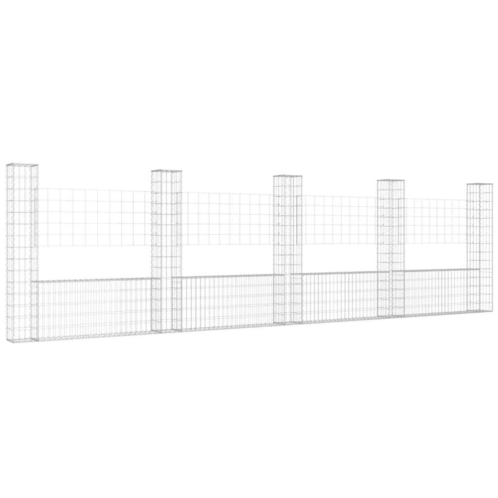 vidaXL Συρματοκιβώτιο σε U Σχήμα με 5 Στύλους 500x20x150 εκ Σιδερένιο