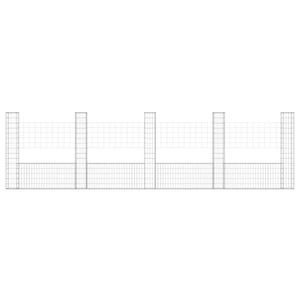 vidaXL Συρματοκιβώτιο σε U Σχήμα με 5 Στύλους 500x20x150 εκ Σιδερένιο