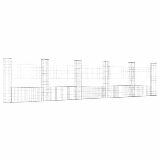 vidaXL Συρματοκιβώτιο σε U Σχήμα με 6 Στύλους 620x20x150 εκ Σιδερένιο