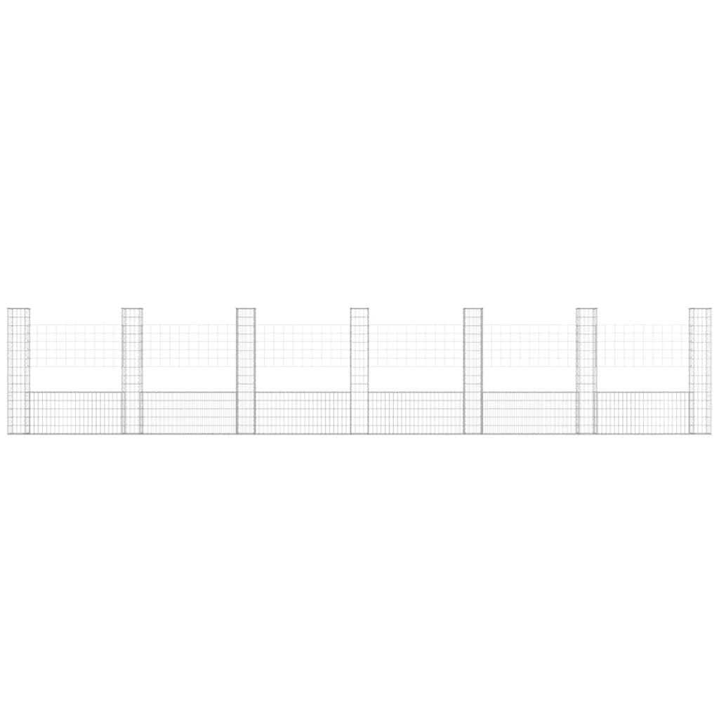 vidaXL Συρματοκιβώτιο σε U Σχήμα με 7 Στύλους 740x20x150 εκ Σιδερένιο