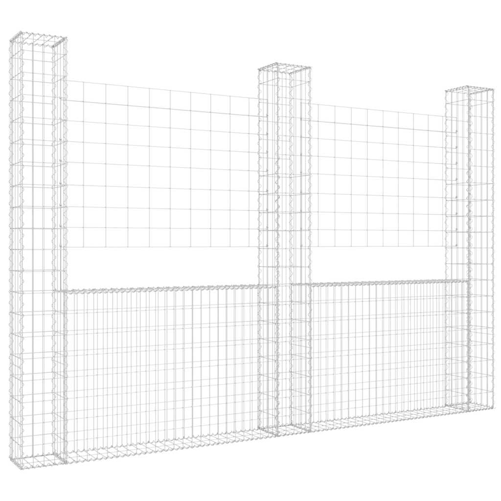 vidaXL Συρματοκιβώτια σε U Σχήμα με 3 Στύλους 260x20x200 εκ Σιδερένιο