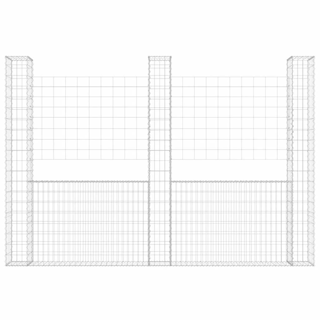 vidaXL Συρματοκιβώτια σε U Σχήμα με 3 Στύλους 260x20x200 εκ Σιδερένιο