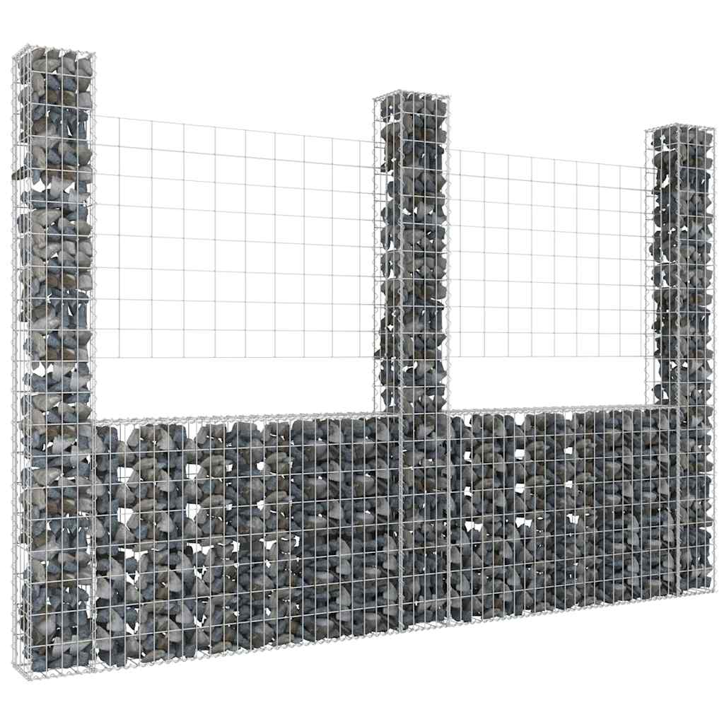 vidaXL Συρματοκιβώτια σε U Σχήμα με 3 Στύλους 260x20x200 εκ Σιδερένιο