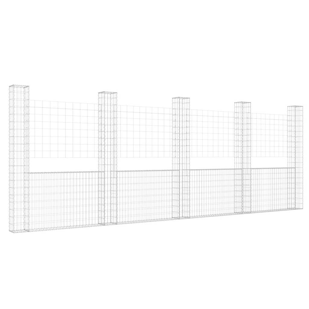 vidaXL Συρματοκιβώτιο σε U Σχήμα με 5 Στύλους 500x20x200 εκ Σιδερένιο