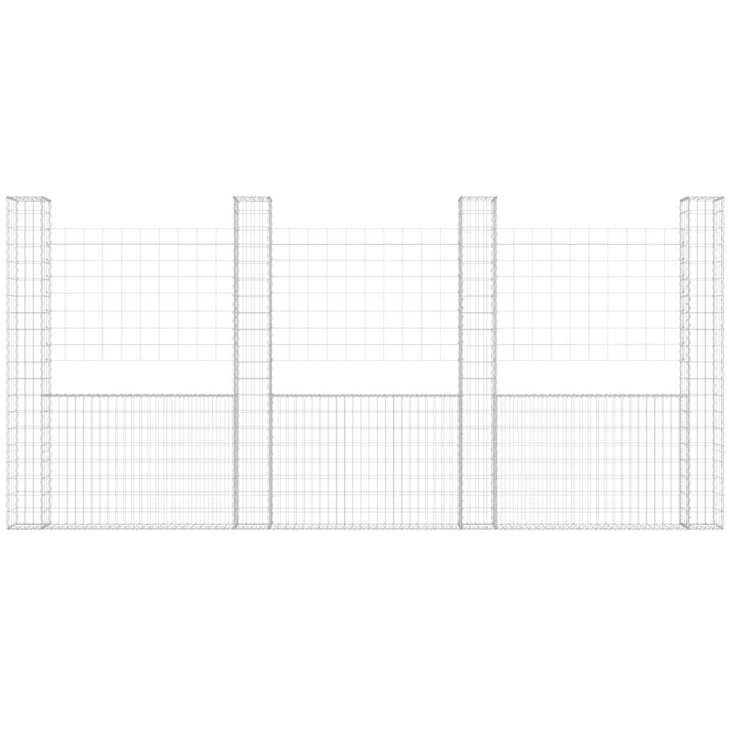 vidaXL Συρματοκιβώτιο σε U Σχήμα με 5 Στύλους 500x20x200 εκ Σιδερένιο