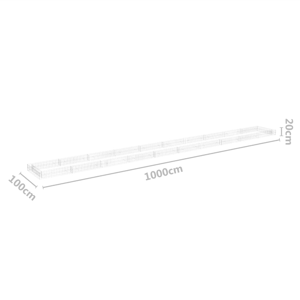 vidaXL Συρματοκιβώτιο-Γλάστρα Υπερυψωμένη 1000x100x20 εκ Γαλβ. Χάλυβας