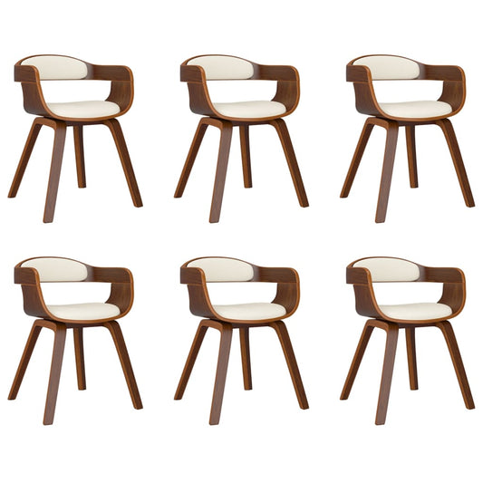 vidaXL Καρέκλα Τραπεζαρίας 6 τεμ Κρεμ Συνθετικό Δέρμα & Λυγισμένο Ξύλο