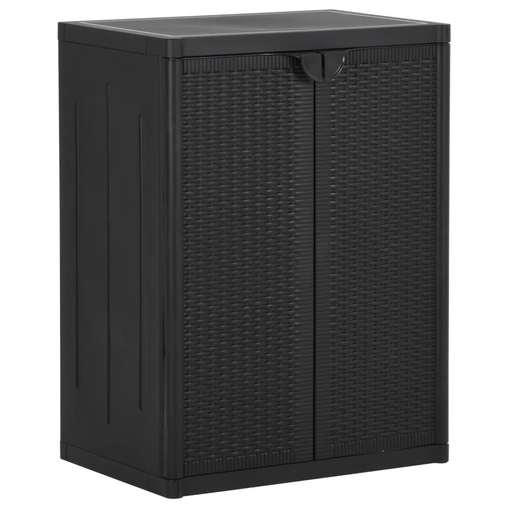 vidaXL Ντουλάπι Αποθήκευσης Κήπου Μαύρο 65x45x88 εκ. από Ρατάν PP