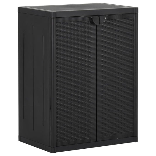 vidaXL Ντουλάπι Αποθήκευσης Κήπου Μαύρο 65x45x88 εκ. από Ρατάν PP