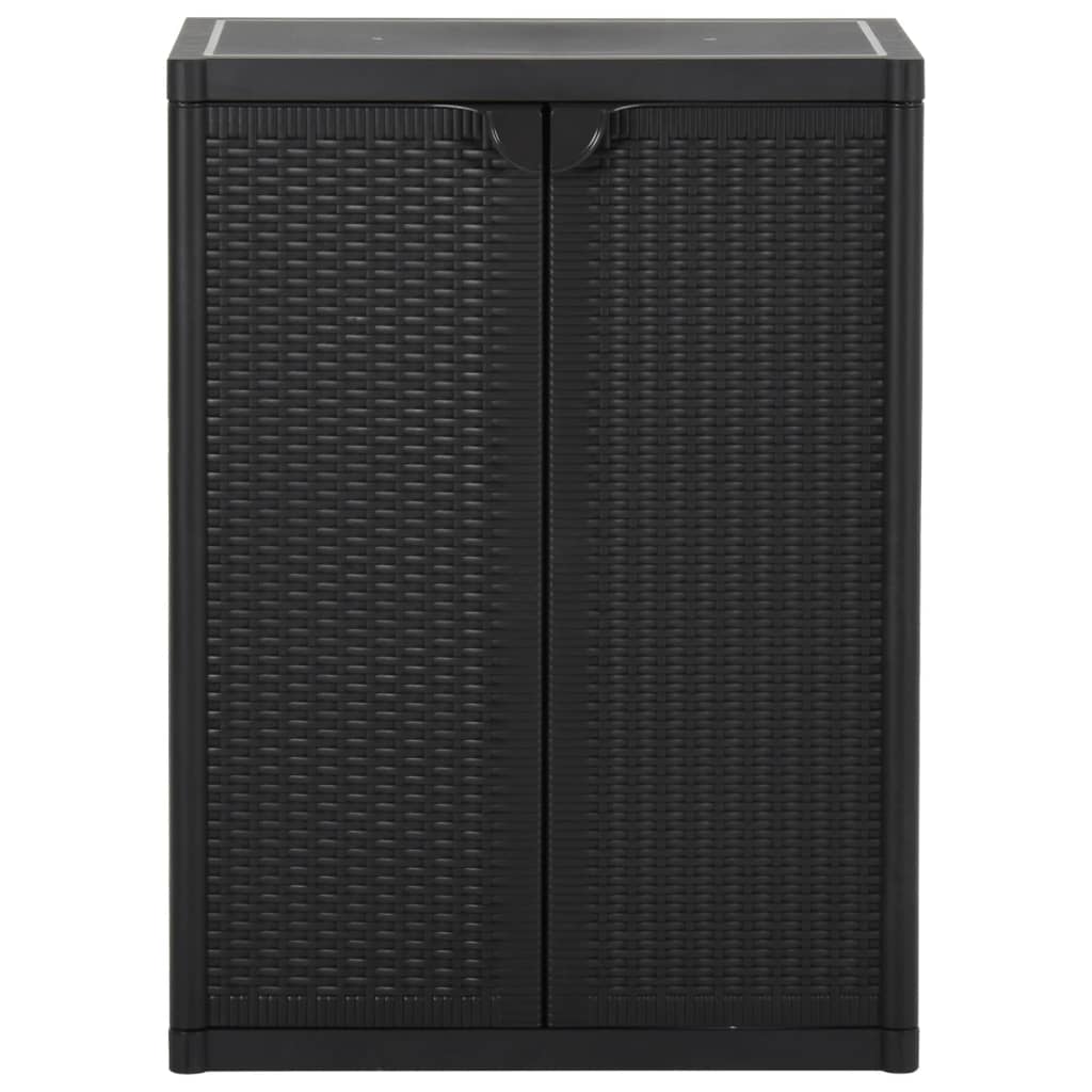 vidaXL Ντουλάπι Αποθήκευσης Κήπου Μαύρο 65x45x88 εκ. από Ρατάν PP