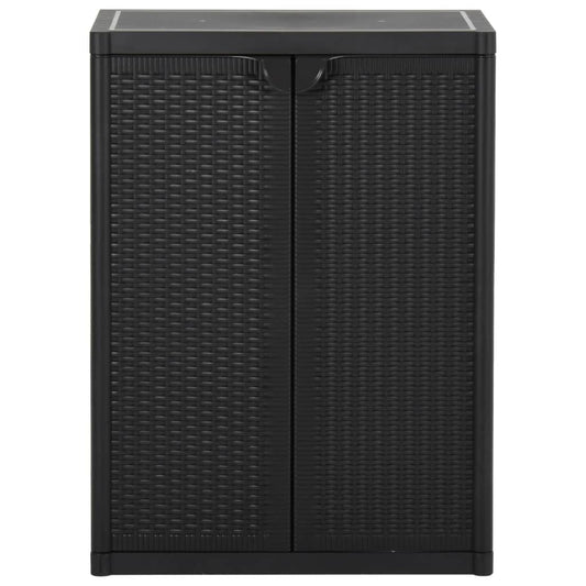 vidaXL Ντουλάπι Αποθήκευσης Κήπου Μαύρο 65x45x88 εκ. από Ρατάν PP