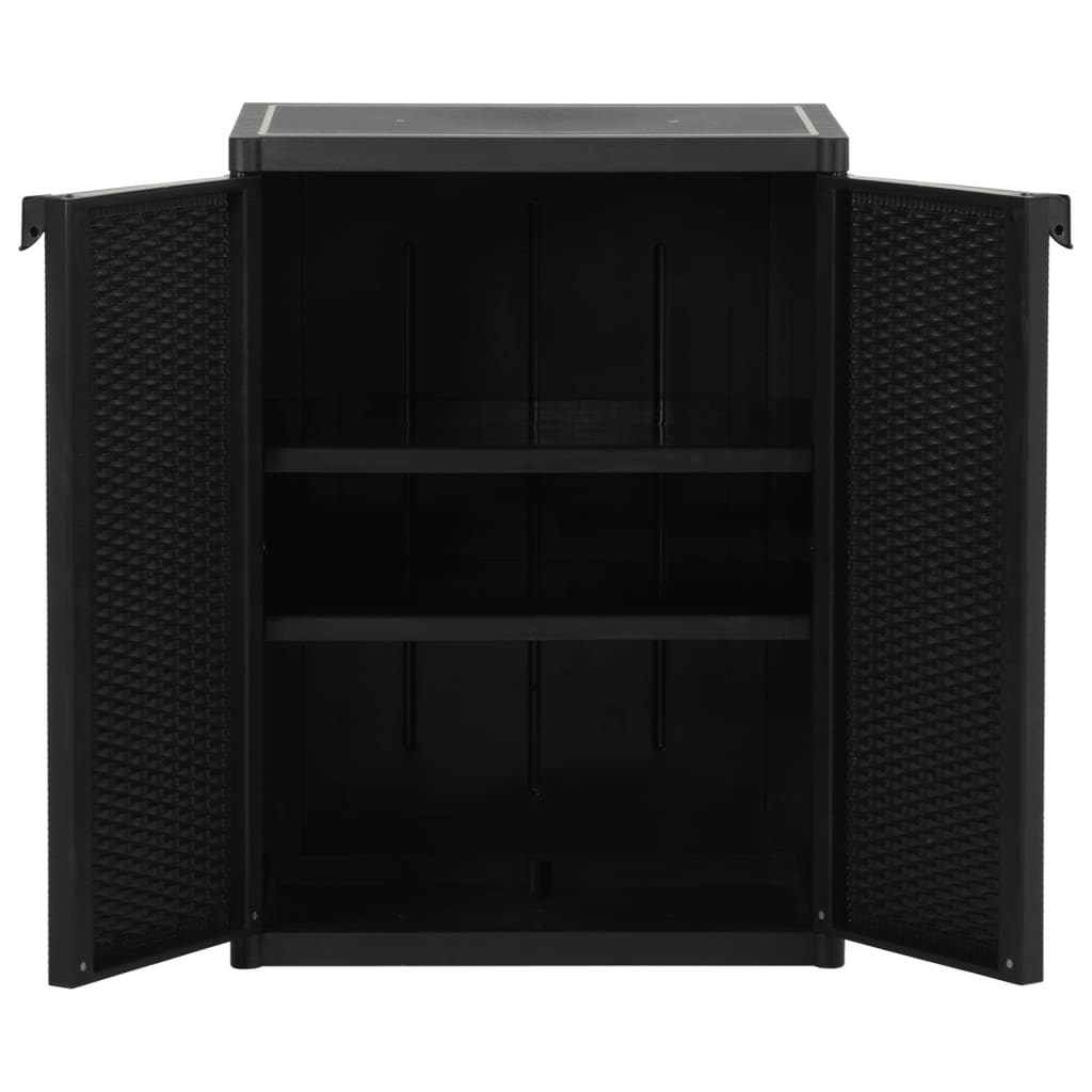 vidaXL Ντουλάπι Αποθήκευσης Κήπου Μαύρο 65x45x88 εκ. από Ρατάν PP