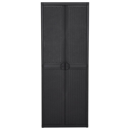 vidaXL Ντουλάπι Αποθήκευσης Κήπου Μαύρο 65x45x172 εκ. από Ρατάν PP