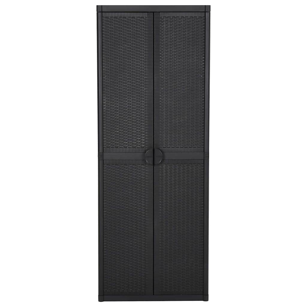 vidaXL Ντουλάπι Αποθήκευσης Κήπου Μαύρο 65x45x172 εκ. από Ρατάν PP