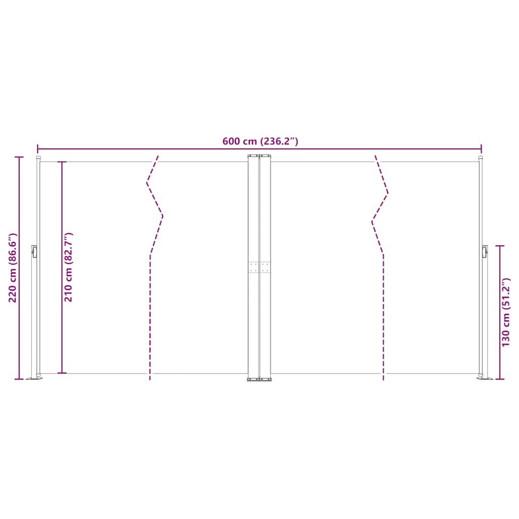 vidaXL Σκίαστρο Πλαϊνό Συρόμενο Μπλε 200 x 600 εκ.