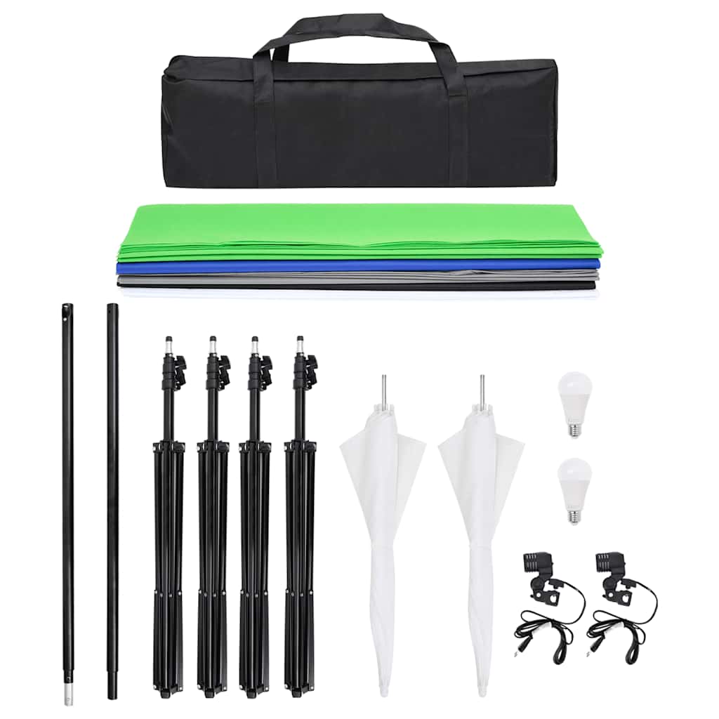 vidaXL Κιτ Στούντιου Φωτογράφισης με Φόντα και Ομπρέλες