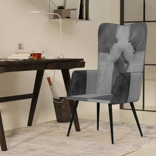 vidaXL Πολυθρόνα Γκρι από Γνήσιο Δέρμα