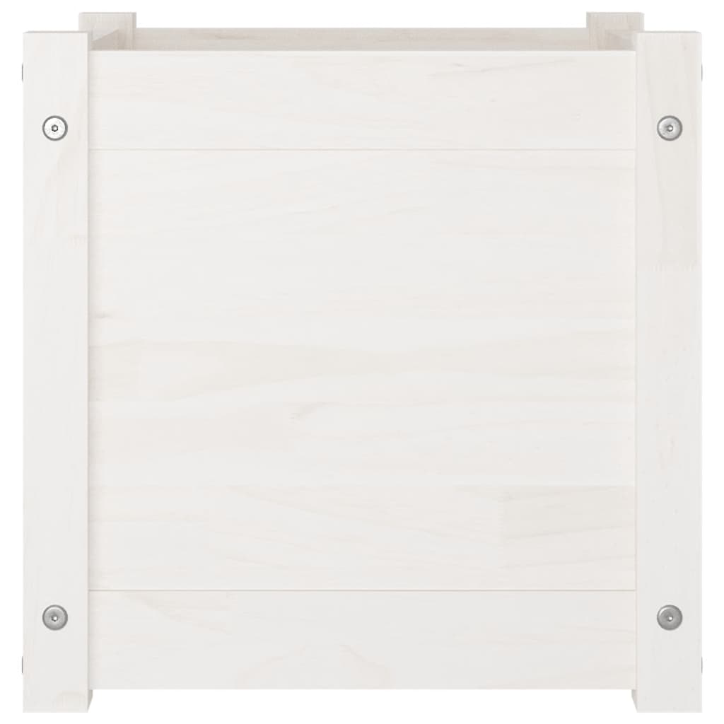 vidaXL Ζαρντινιέρες 2 τεμ. Λευκό 40 x 40 x 40 εκ από Μασίφ Ξύλο Πεύκου