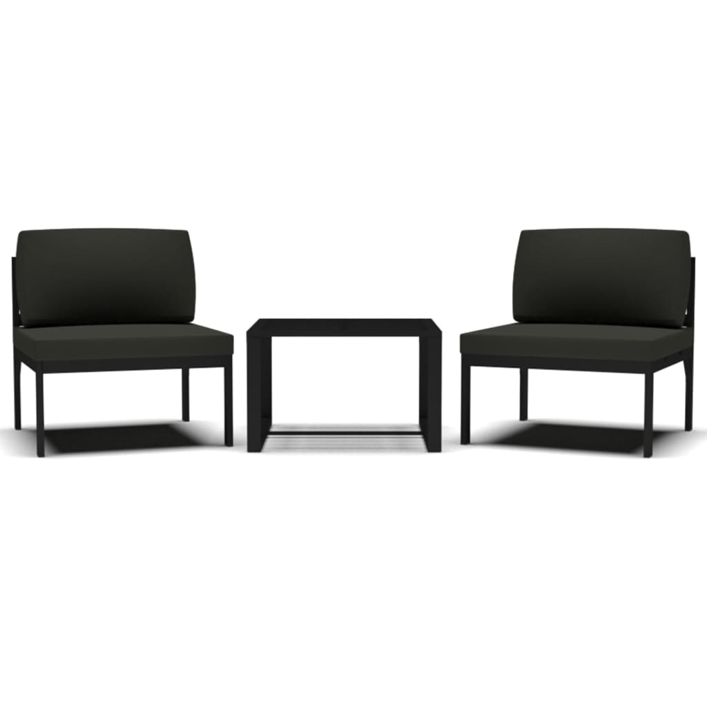 vidaXL Σαλόνι Κήπου Σετ 3 Τεμαχίων Ανθρακί Αλουμινίου με Μαξιλάρια